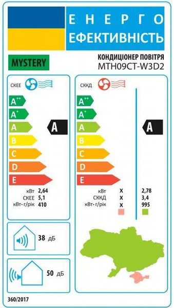 Кондиціонер MYSTERY MTH09CT-W3D2 INVERTER 1701894379 фото